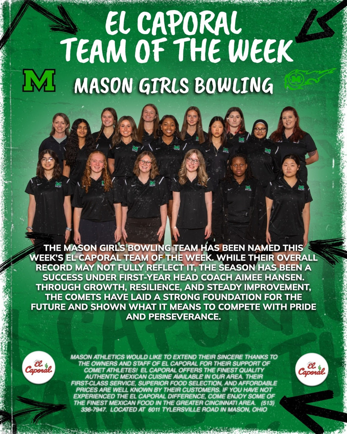 The Girls Bowling Team has been honored as this week’s El Caporal Team of the Week!